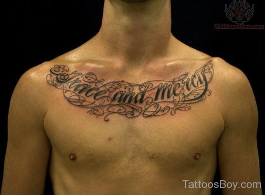 Wonderful Lettering Chest Tattoo