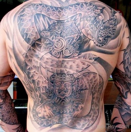 Amazing Dragon Tattoo On Back Body