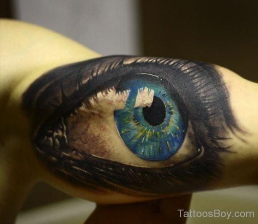 Amazing Eye Tattoo On Elbow 