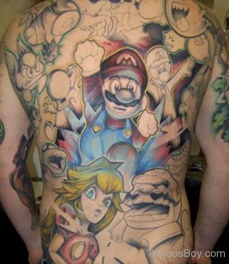 Amazing Funny Tattoo On Back Body