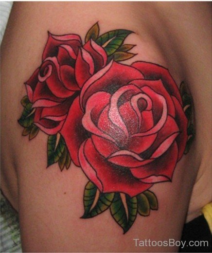 Amazing Rose Tattoo On shoulder