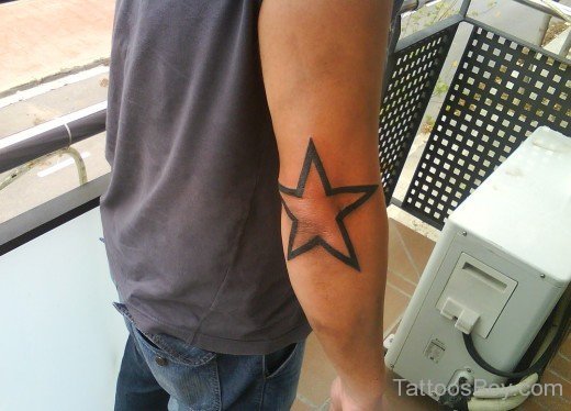 Amazing Star Tattoo On Elbow