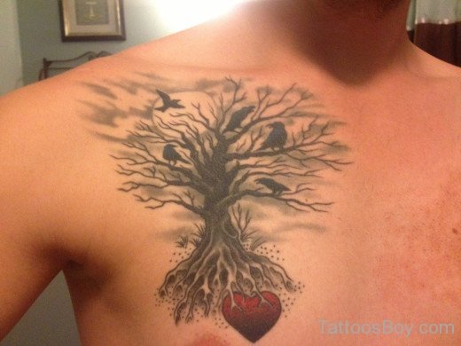 Amazing Tree Tattoo On Chest