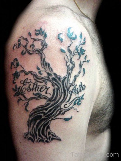 Wonderful Tree Tattoo On Shoulder