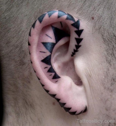 Amazing Tribal Tattoo On Ear