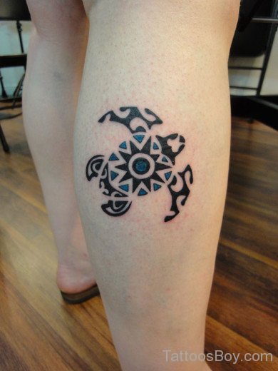 Stylish Turtle Tattoo On Leg