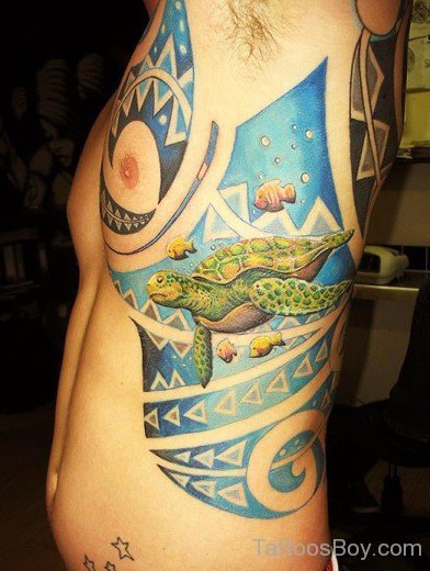 Amazing Turtle Tattoo On Rib