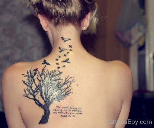 Attractive Tree Tattoo On Back