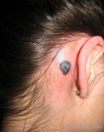 Awesome  Heart Tattoo On Ear