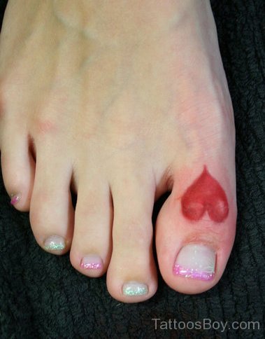 Attractive Heart Tattoo On Toe