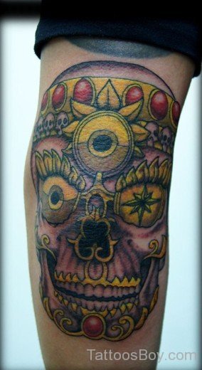 Attractive Skull Tattoo On Elbow