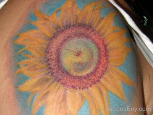 Attractive Sunflower Tattoo On Shoulder