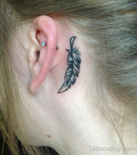 Attractive Wings Tattoo On Back Ear