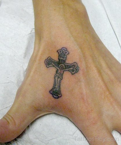 Awesome Cross Tattoo On Hand