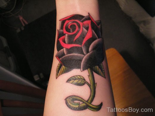 Awesome Red Rose Tattoo Design
