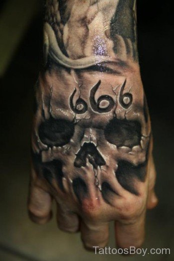 Awesome Skull Tattoo An Hand