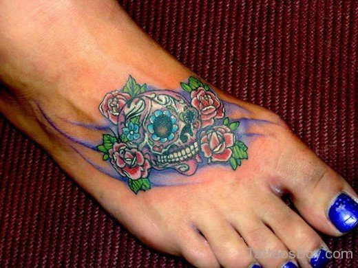 Attractive Skull Tattoo On Foot