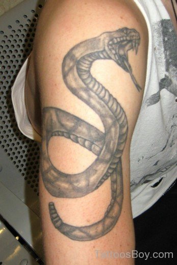 Graceful Snake Tattoo On Shoulder