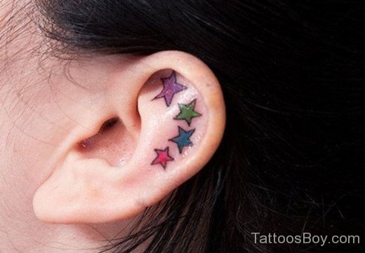 Awesome Star Tattoo On Ear