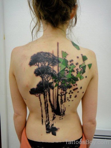 Superb  Tree Tattoo On Back