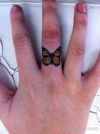Beautiful Butterfly Tattoo On Finger