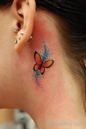 Beautiful Butterfly Tattoo On Ear