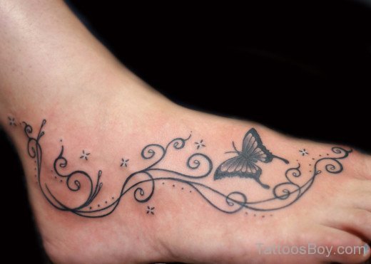 Impressive Butterfly Tattoo On Foot 