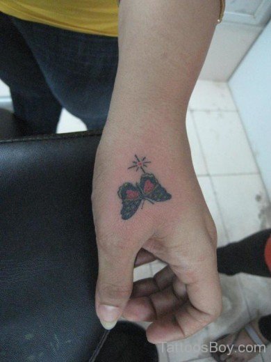 Lovely Butterfly Tattoo On Hand