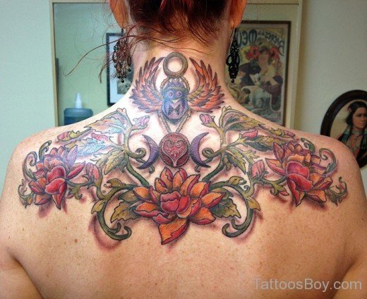 Delightful Flower Tattoo On Back