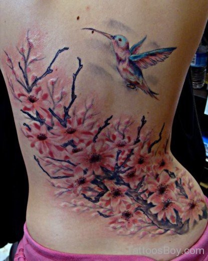Delightful Flower Tattoo On Back Body
