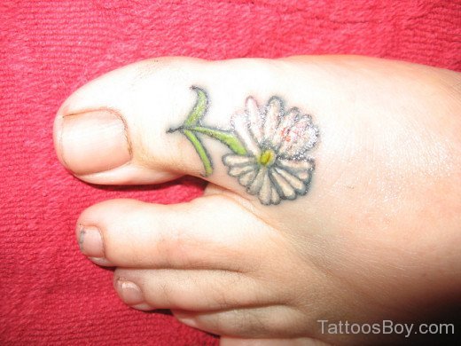 Beautiful Flower Tattoo On Toe