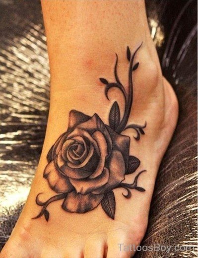 Beautiful Rose Tattoo On Ankle 