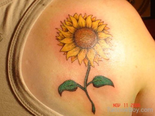 Wonderful Sunflower Tattoo On Back