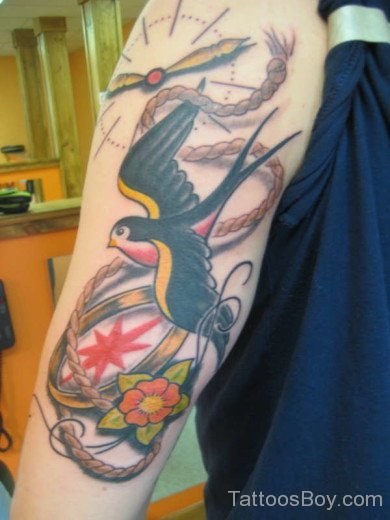 Cute Swallow Tattoo On Shoulder