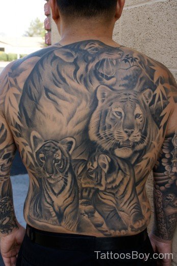 Beautiful Tiger Tattoo On Back Body