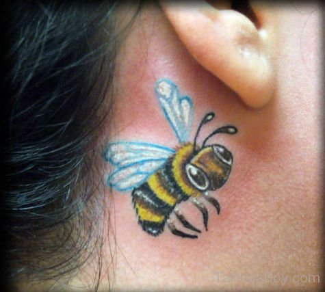 Bee Tattoo On Ear