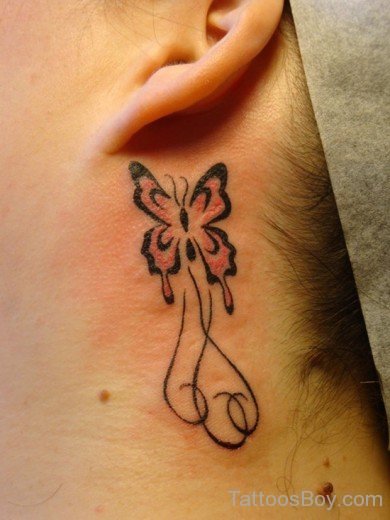Fabulous Butterfly Tattoo On  Ear