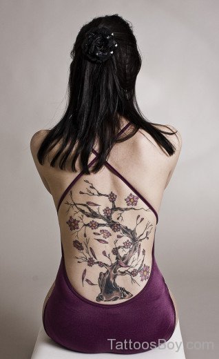 Cherry Blossom Tree Tattoo On Back