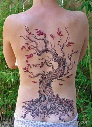 Cherry Tree Tattoo On Back