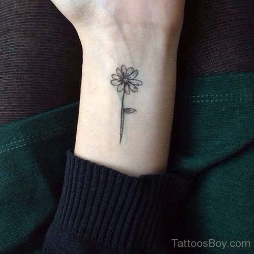 Cool Daisy Tattoo On Wrist