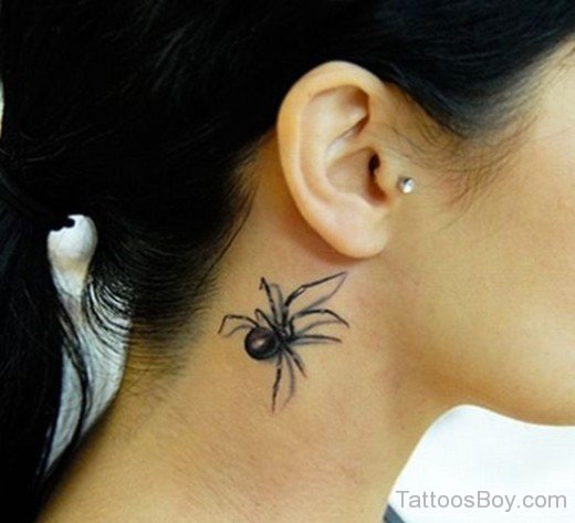 Cool Spider Tattoo On Neck