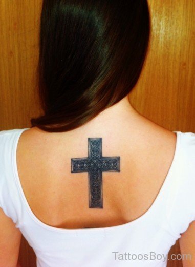 Gorgeous Cross Tattoo On Back
