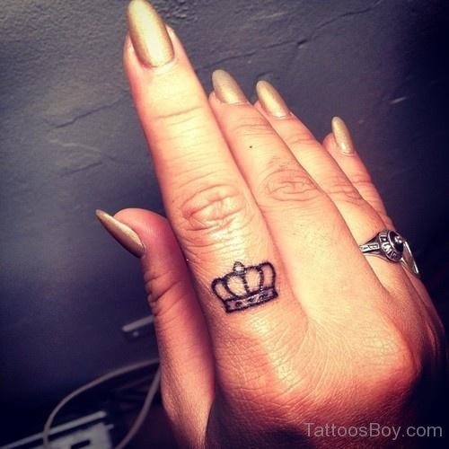 Crown Tattoo On Finger