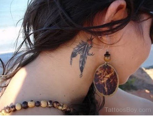 Delightful Feather Tattoo On Ear