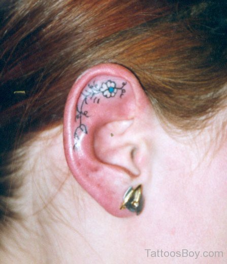 Daisy Flower Tattoo Inside Ear