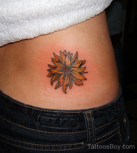 Elegant Daisy Flower Tattoo On Waist