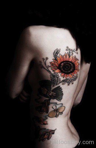 Fabulous Sunflower Tattoo On Rib 