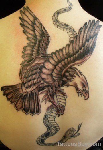 Eagle And Snake Tattoo On Back