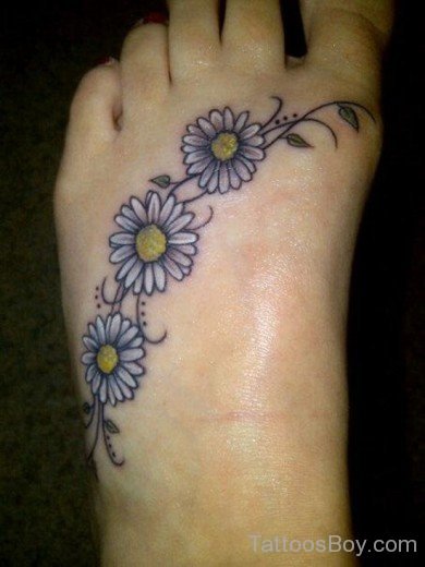  Flower Tattoo On Foot