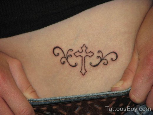 Fabulous Cross Tattoo On Waist